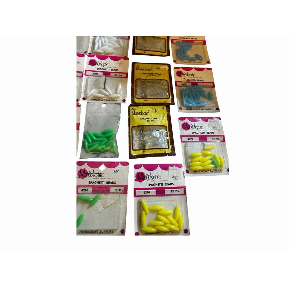 Vtg Lot of Spaghetti Beads Multicolor Mangelsen’s